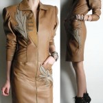 vintage 1980s leather and suede dress