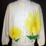 vintage gene shelly sunflower beaded sweater