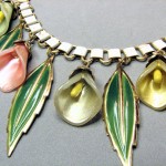vintage 1940s coro enamel and glass lilly necklace
