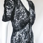 vintage 1940s black lace evening gown