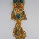 vintage custom delillo coral and malachite necklace