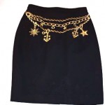 vintage 1990s escada skirt with embroidered belt