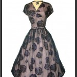 vintage 1950s flocked chiffon dress
