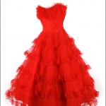 vintage 1950s red lace tulle prom gown