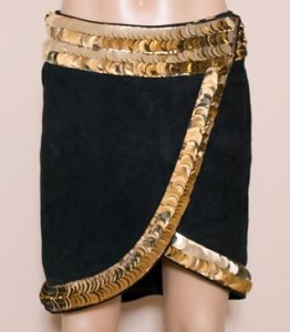 vintage 1980s yves saint laurent sequin and suede wrap skirt