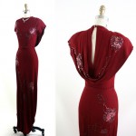 vintage 1930s draped and beaded evening gown