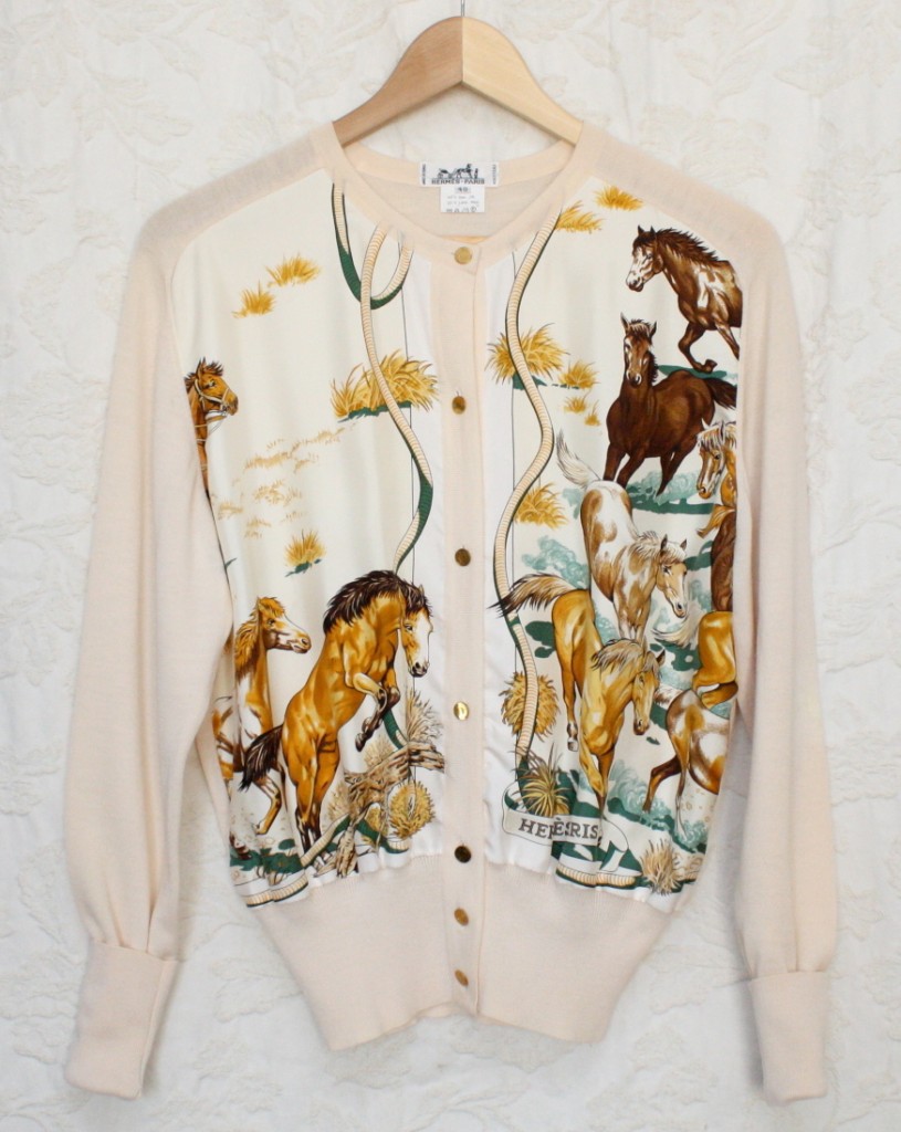 vintage 1970s hermes wild horses cardigan