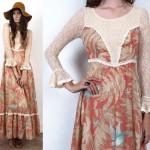 vintage 1970s gunne sax boho maxi dress