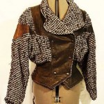 vintage leather and tweed jacket