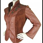 vintage 1970s handpainted char leather jacket