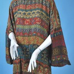 vintage 1920s patterned sheath dress with kimono-esque sleeves