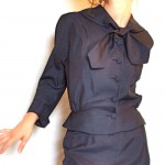 vintage 1950s navy silk suit