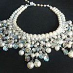 vintage vendome pearl and crystal necklace