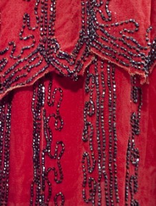 vintage 1920s red beaded flapper dress detail 1
