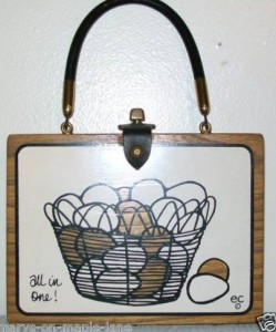 vintage enid collins eggs in a basket wooden box handbag