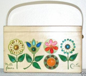 vintage enid collins milles fleurs wooden box handbag