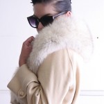 vintage 1980s ivory wool coat with fur collar