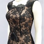 vintage 1950s black lace illusion dress