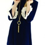 vintage 1960s navy velvet and lace dress