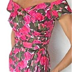 vintage 1950s rose print wiggle dress