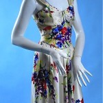 vintage 1940s floral satin evening gown