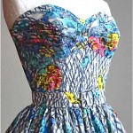 vintage 1950 strapless print dress