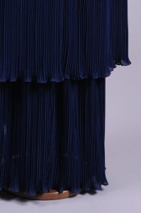 vintage 1970s pleated navy evening gown detail 1