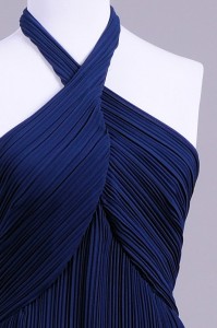 vintage 1970s pleated navy evening gown detail 2