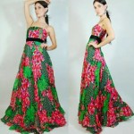 vintage 1960s floral ruffle gown