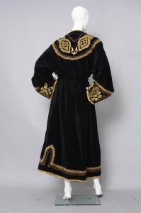 vintage 1960s velvet black and gold wrap dress coat 2