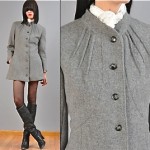 vintage skinny grey wool coat