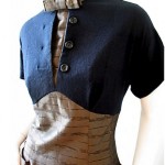 vintage 1950s wool and metallic dress