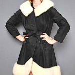 vintage suede coat with mink trim