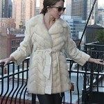 vintage leather and mink chevron coat