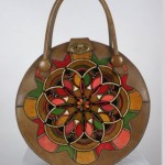 vintage embellished round leather handbag