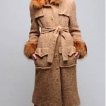 vintage maxi sweater coat with fox trim