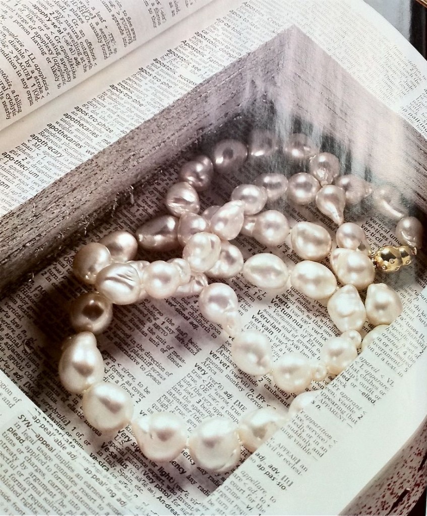 pearls in book from town & country magazine