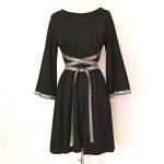 vintage 1960s wool dress with silver trim