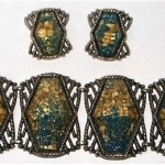 vintage confetti lucite bracelet and earrings