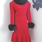 vintage lilli ann fur-trim dress