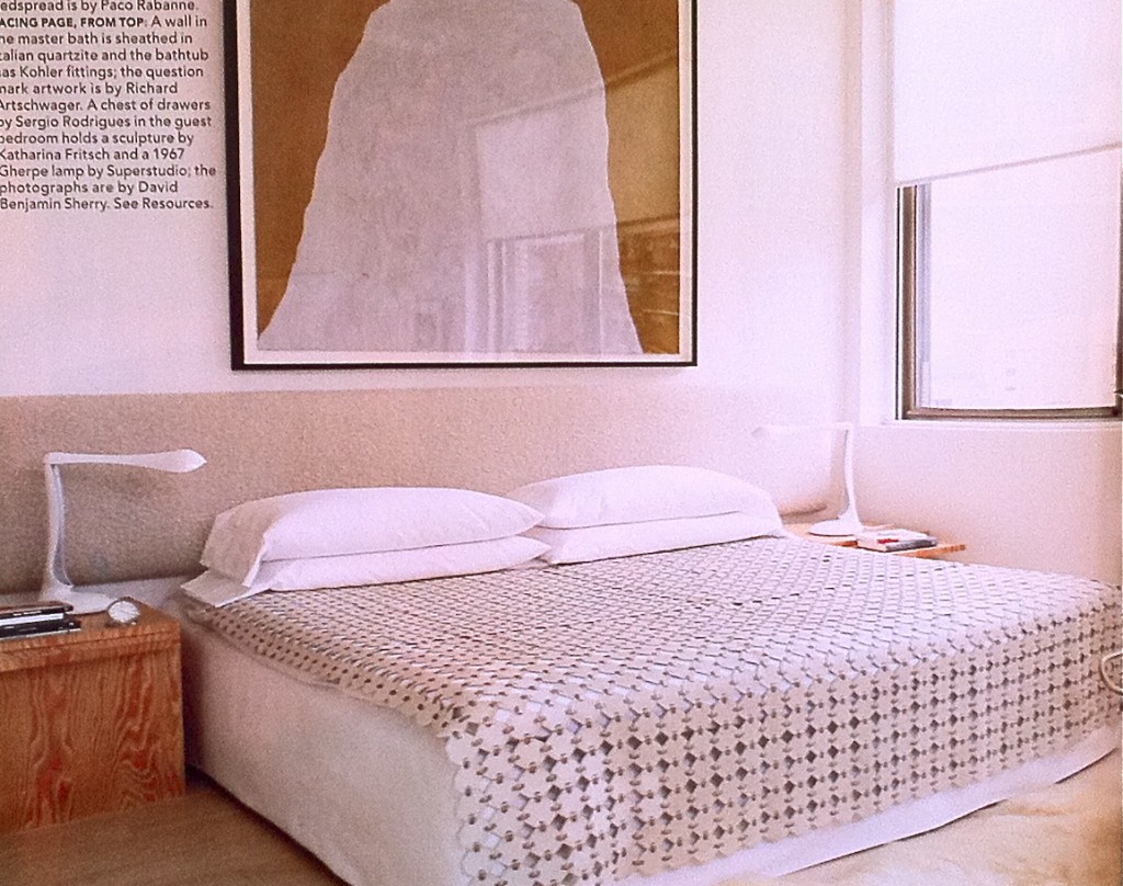 vintage paco rabanne bedspread from elle decor magazine
