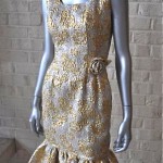 vintage 1950s metallic brocade cocktail dress