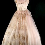 vintage 1950s tulle and gold dot prom party dress