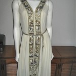 vintage afred shaheen egyptian motif maxi dress