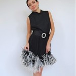 vintage 1960s ostrich trim dress