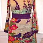 vintage 1960s goldworm knit print dress