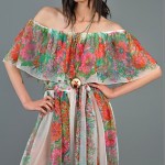 vintage 1970s chiffon floral maxi gown