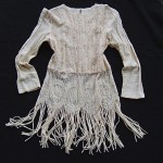 vintage 1970s fringed little white dress