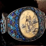 vintage antique chinese silver filigree scrimshaw bracelet