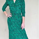 vintage 1940s swirl print silk dress